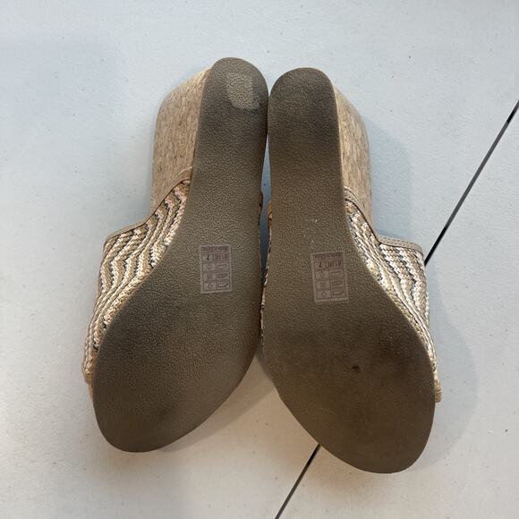 Blowfish Malibu Slip On Sandals sz 7 M Cork Wedge Slide Brown Raffia Natural - Picture 8 of 10